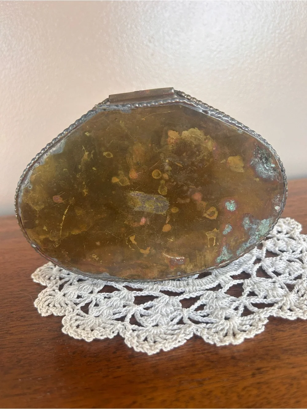 Vintage Solid Brass Clam Shell Seashell Trinket Box